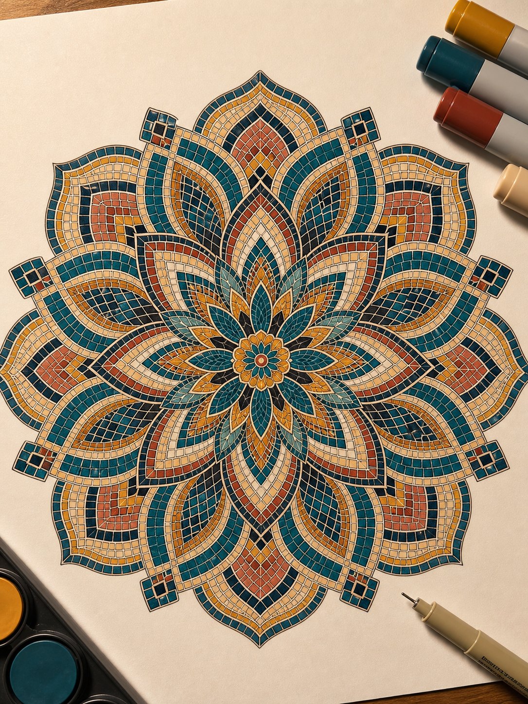 22 Mosaic Mandala 22. Mosaic Mandala mandala design on paper | Sky Rye Design 22. Mosaic Mandala mandala design on paper