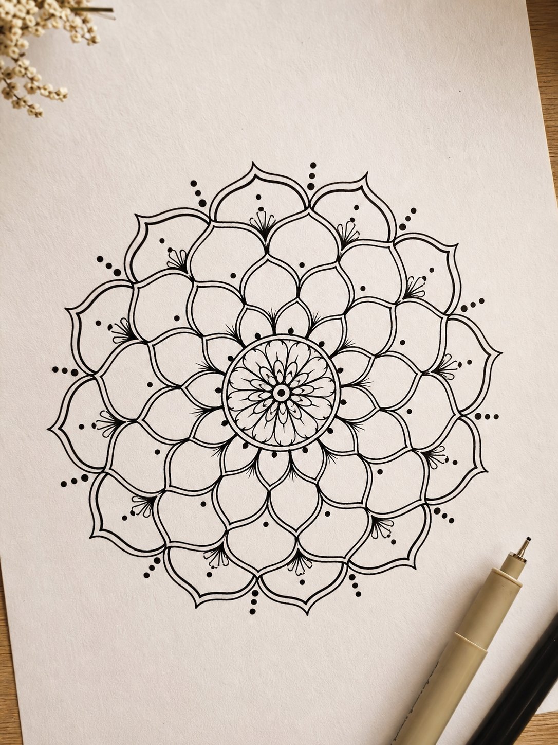 5 Simple Floral Mandala 5. Simple Floral Mandala mandala design on paper | Sky Rye Design 5. Simple Floral Mandala mandala design on paper