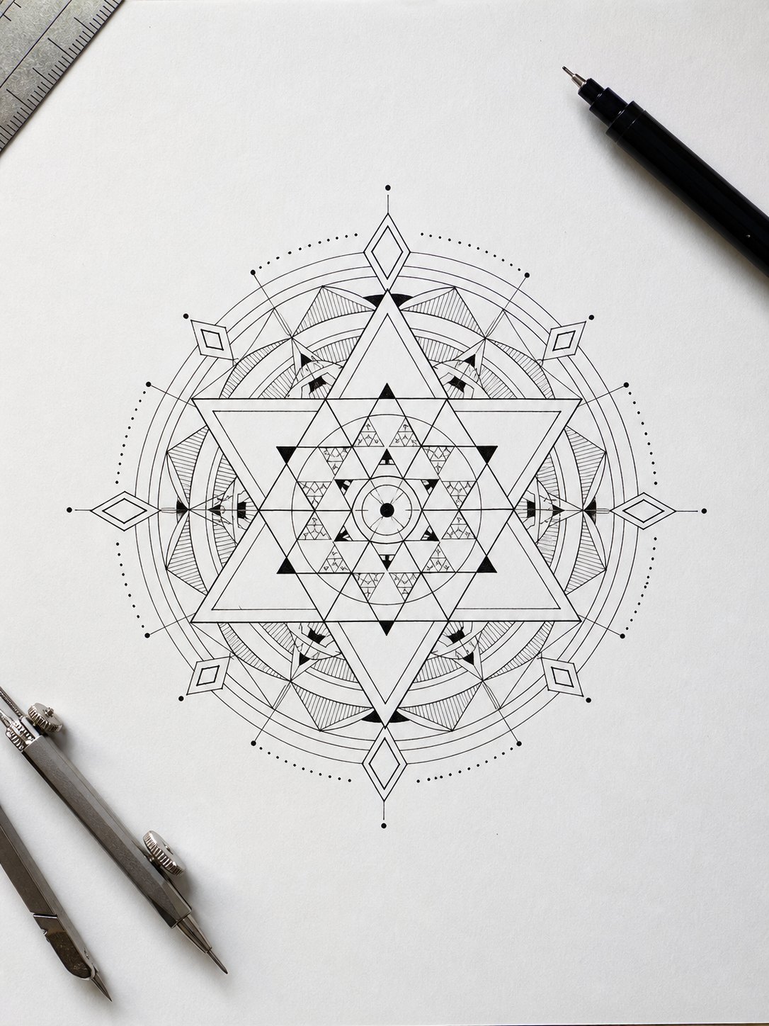 7 Geometric Triangle Mandala 7. Geometric Triangle Mandala mandala design on paper | Sky Rye Design 7. Geometric Triangle Mandala mandala design on paper