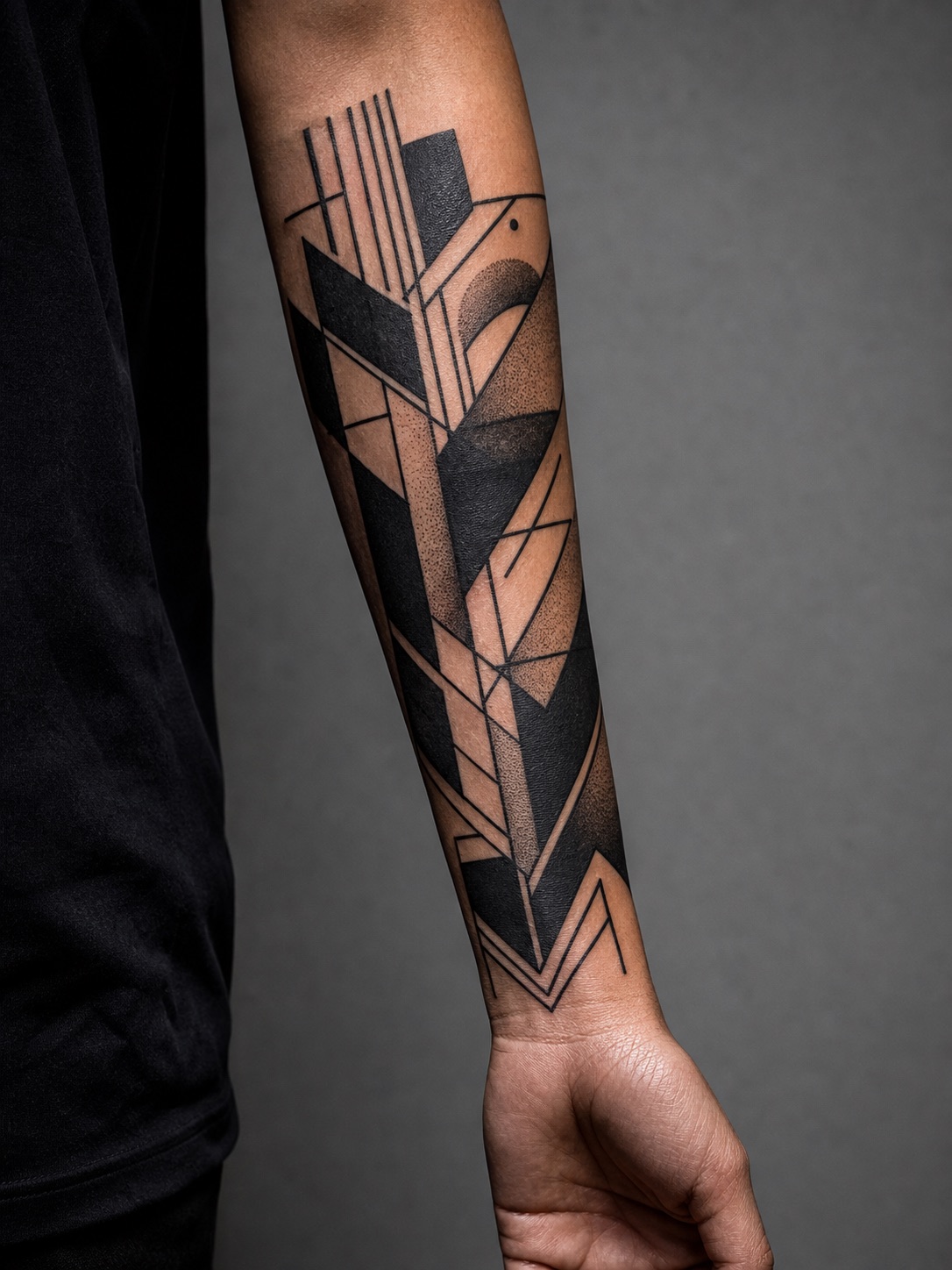 geometric blackwork cover up tattoo design