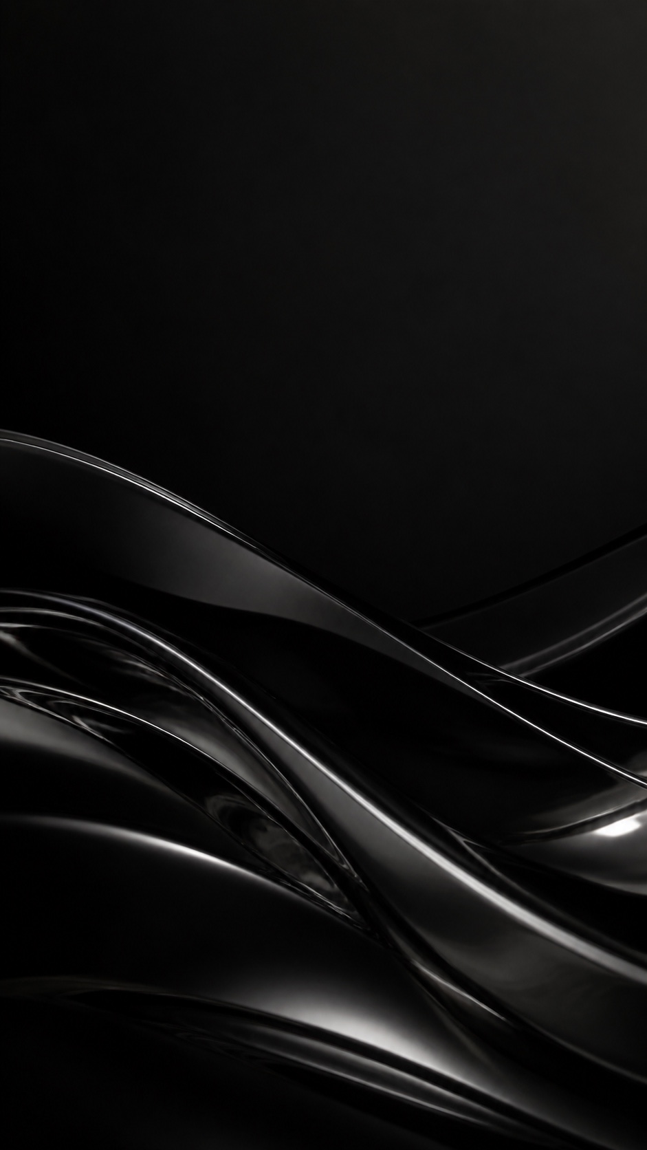 Abstract black glass iPhone wallpaper Abstract black glass iPhone wallpaper with glossy waves and clean space for lock screen widgets. | Sky Rye Design Abstract black glass iPhone wallpaper with glossy waves and clean space for lock screen widgets.