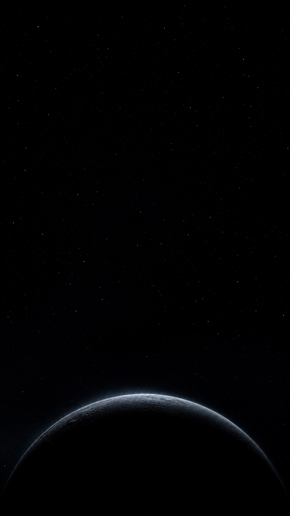 Black space iPhone wallpaper Minimal black space iPhone wallpaper with sparse stars and a dark planet rim at the bottom. | Sky Rye Design Minimal black space iPhone wallpaper with sparse stars and a dark planet rim at the bottom.