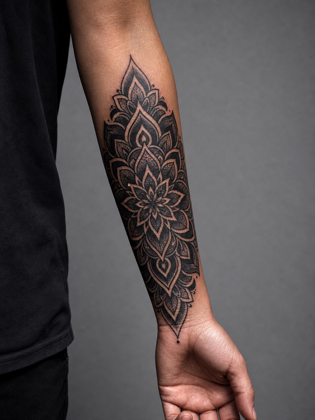 ornamental blackwork cover up tattoo design
