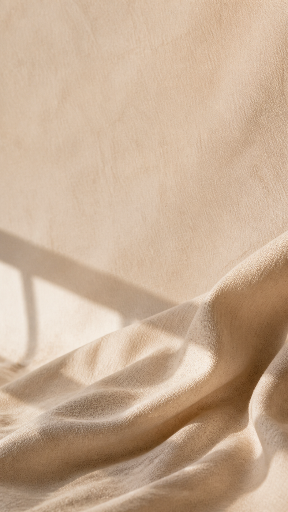Soft linen aesthetic wallpaper digital HD with cream fabric texture and window-frame shadow.
