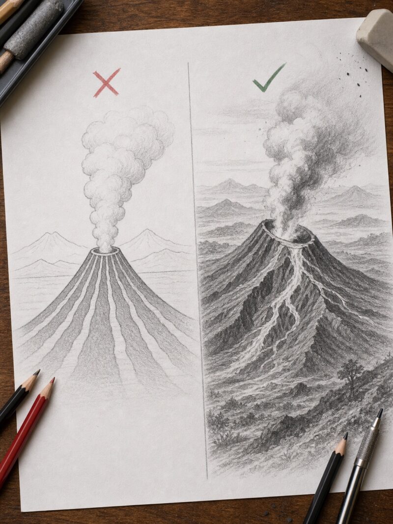Volcanic Rocks Drawing How to Draw a Volcano: Easy Steps + Pro Shading Tips