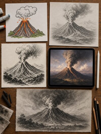 Volcanic Rocks Drawing How to Draw a Volcano: Easy Steps + Pro Shading Tips