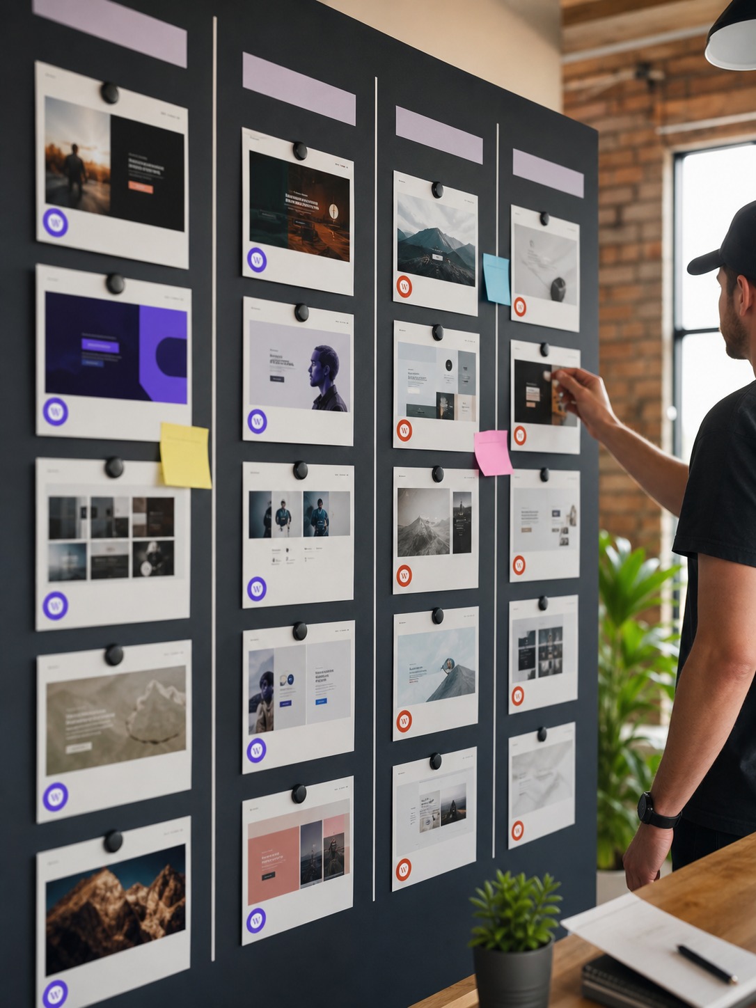 Agency project board organizes a mixed portfolio of Webflow and WordPress client sites.