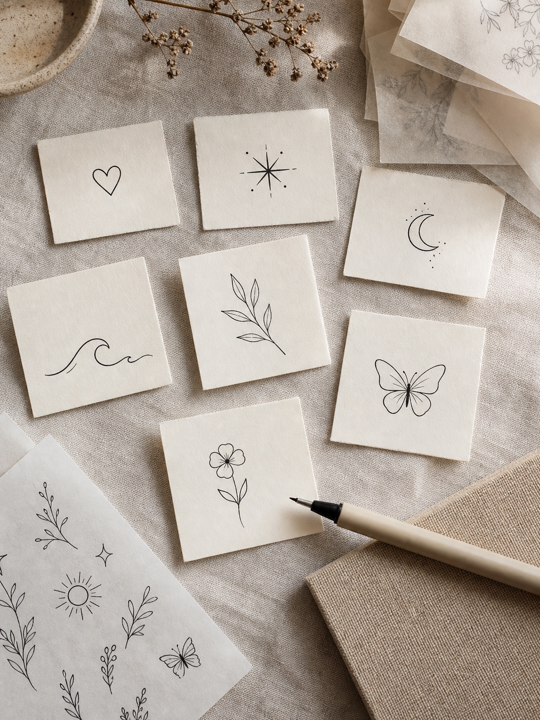 Easy tattoo ideas - Popular Easy Tattoo Motifs Easy tattoo idea image for popular easy tattoo motifs, showing simple tattoo design sketches in a clean beginner-friendly style. | Sky Rye Design Easy tattoo idea image for popular easy tattoo motifs, showing simple tattoo design sketches in a clean beginner-friendly style.