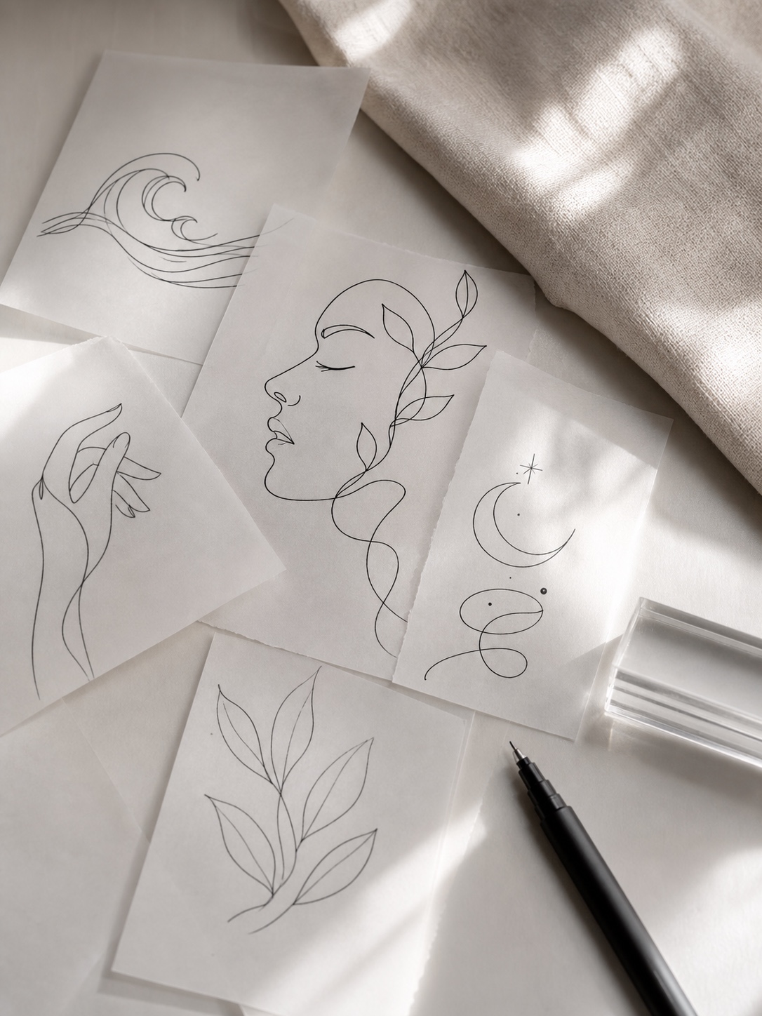 Easy tattoo ideas - Contemporary Line Work Easy tattoo idea image for contemporary line work, showing simple tattoo design sketches in a clean beginner-friendly style. | Sky Rye Design Easy tattoo idea image for contemporary line work, showing simple tattoo design sketches in a clean beginner-friendly style.