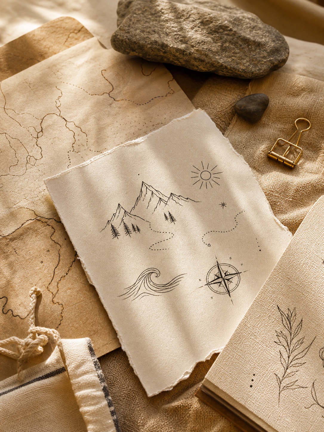 Easy tattoo ideas - Adventure and Exploration Easy tattoo idea image for adventure and exploration, showing simple tattoo design sketches in a clean beginner-friendly style. | Sky Rye Design Easy tattoo idea image for adventure and exploration, showing simple tattoo design sketches in a clean beginner-friendly style.