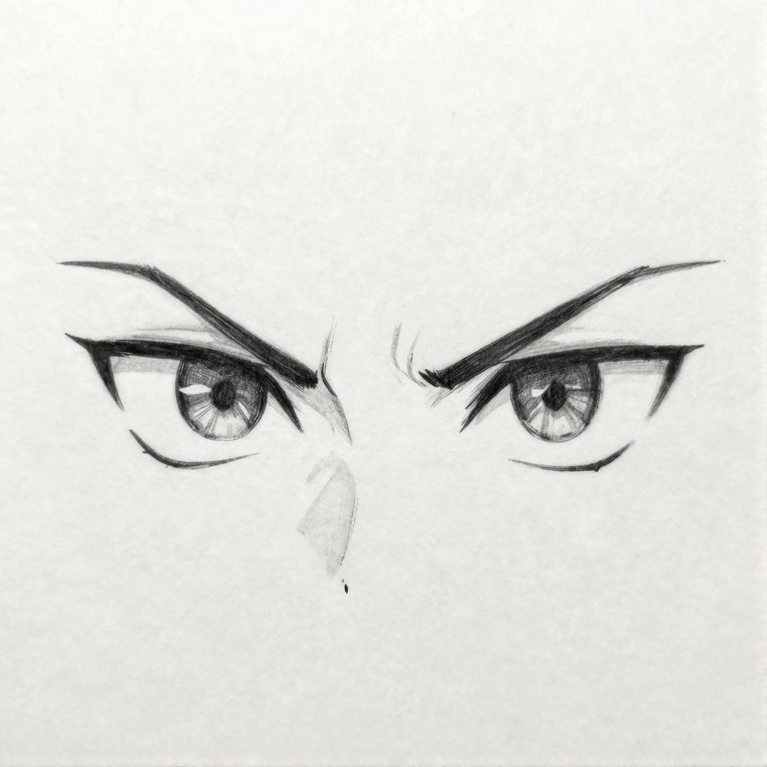 Angry anime eye reference with inward brow angles and intense narrow eyes Angry anime eye reference drawing with inward brow angles and intense narrow eyes | Sky Rye Design Angry anime eye reference drawing with inward brow angles and intense narrow eyes