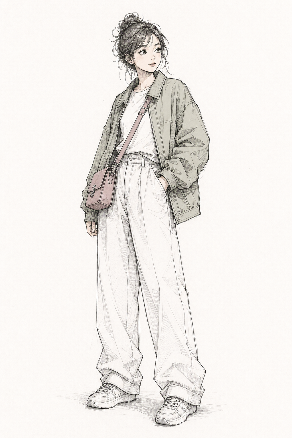 Cool Girl Outfit Drawing Idea Cool girl outfit drawing idea with oversized jacket and sketchbook line art | Sky Rye Design Cool girl outfit drawing idea with oversized jacket and sketchbook line art