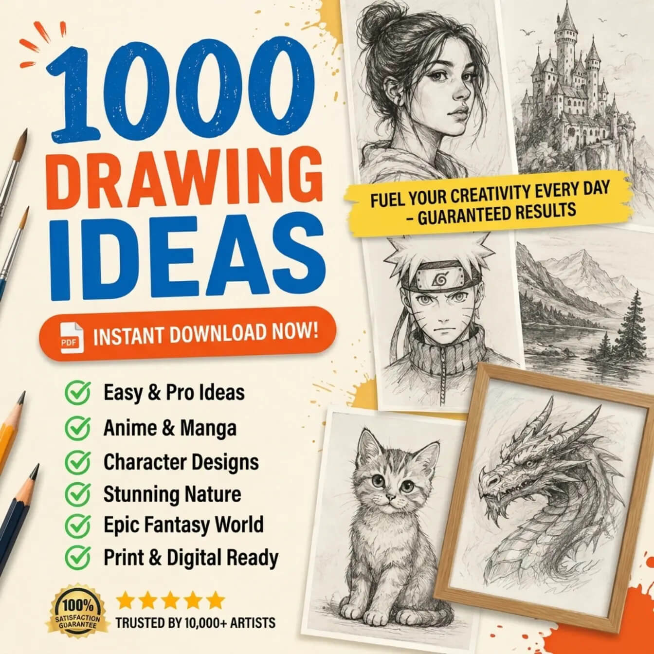 1000 Drawing Ideas for Artists free PDF cover
