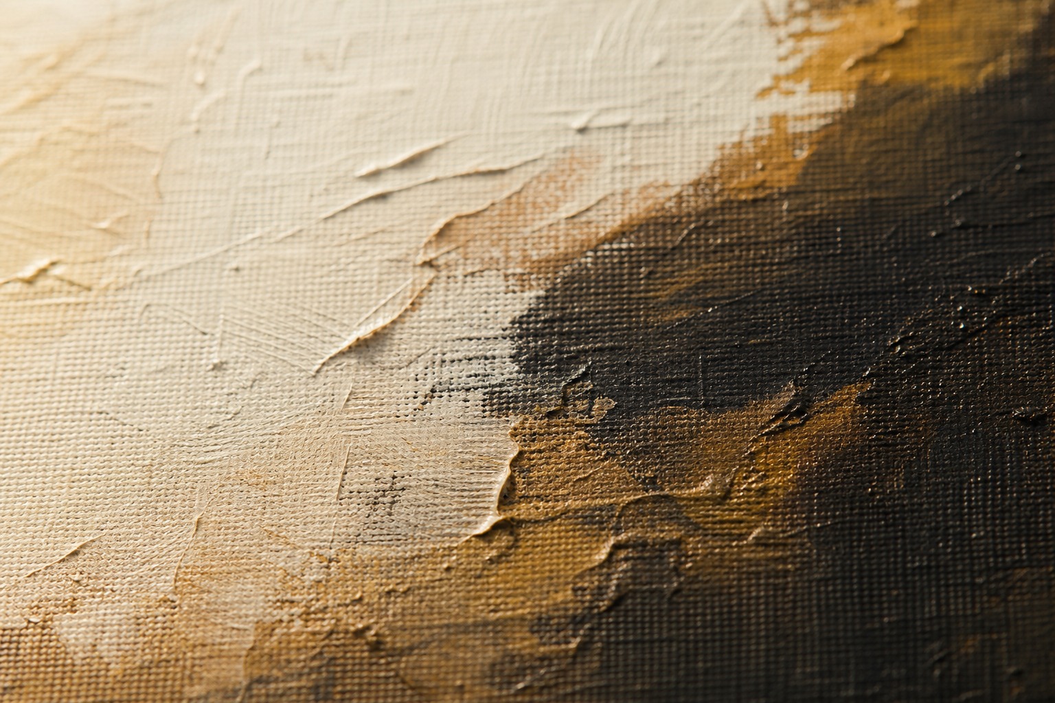 Close-up of textured earth tone brushwork on a canvas surface.