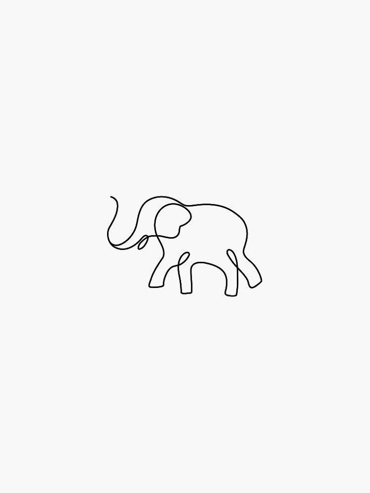 Minimal one-line elephant line-art illustration on white background, minimalist vector logo-style drawing