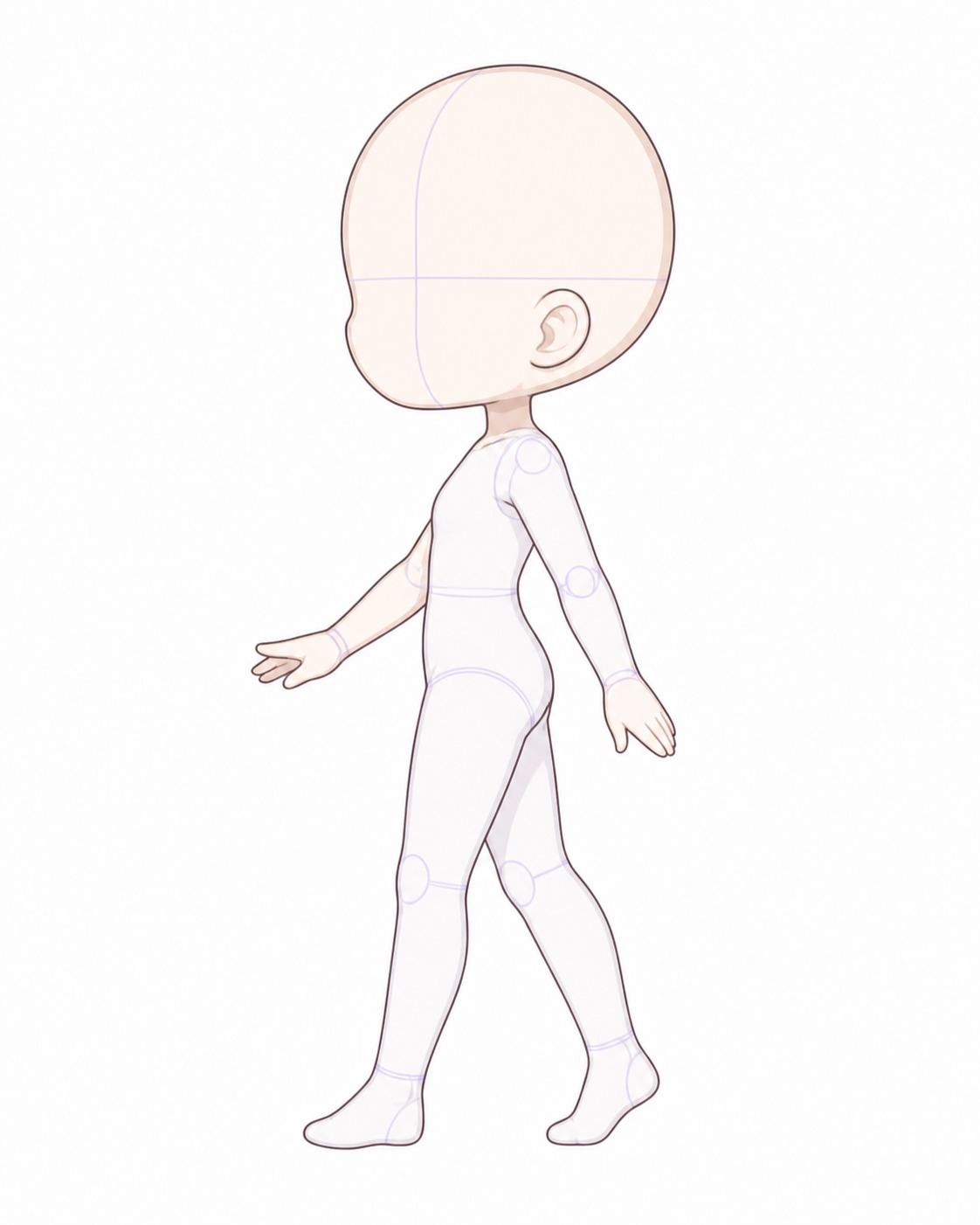 Gacha art base - side profile side profile gacha base reference for body proportions | Sky Rye Design side profile gacha base reference for body proportions