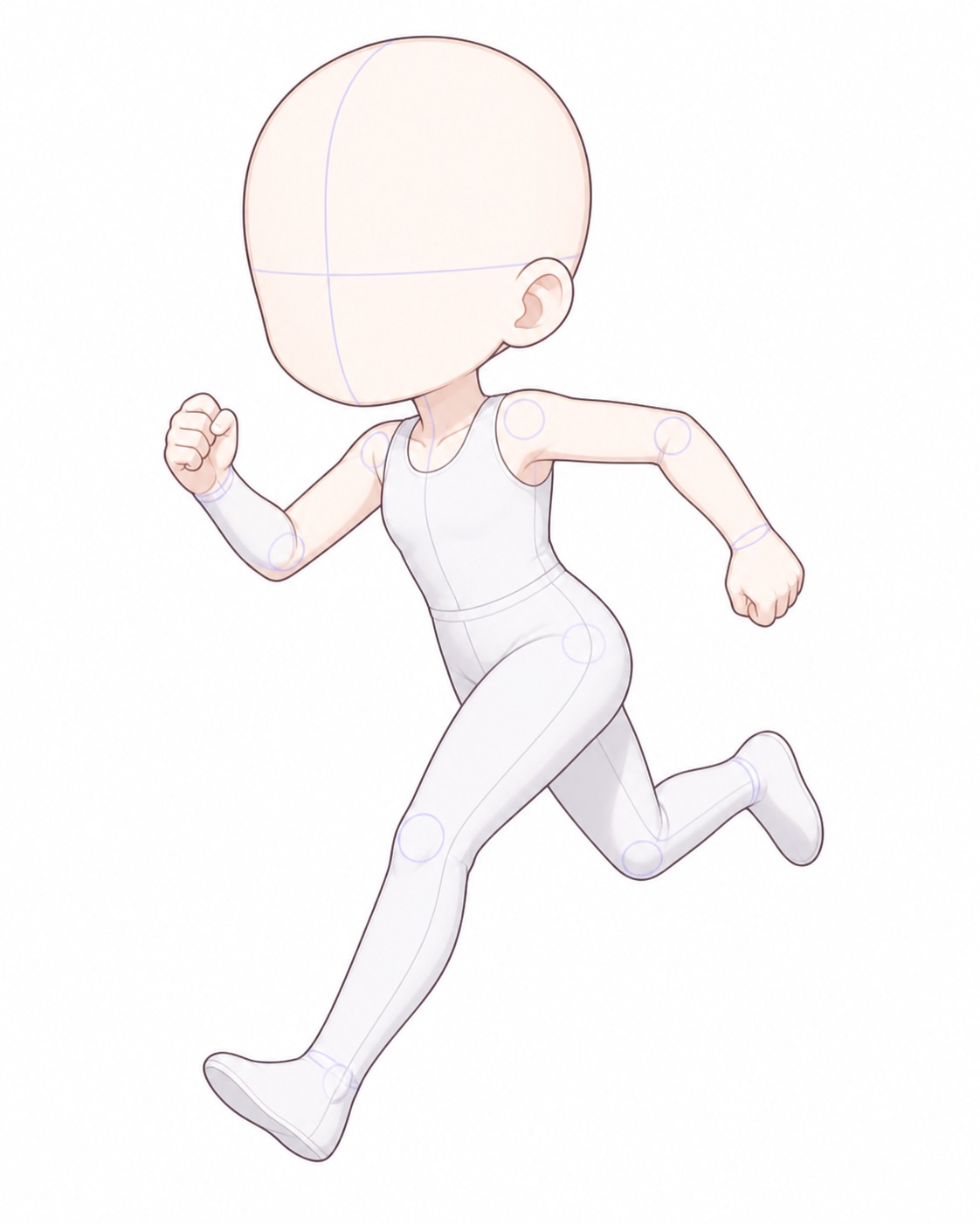 Gacha art base - running side view running gacha base pose for action character drawings | Sky Rye Design running gacha base pose for action character drawings