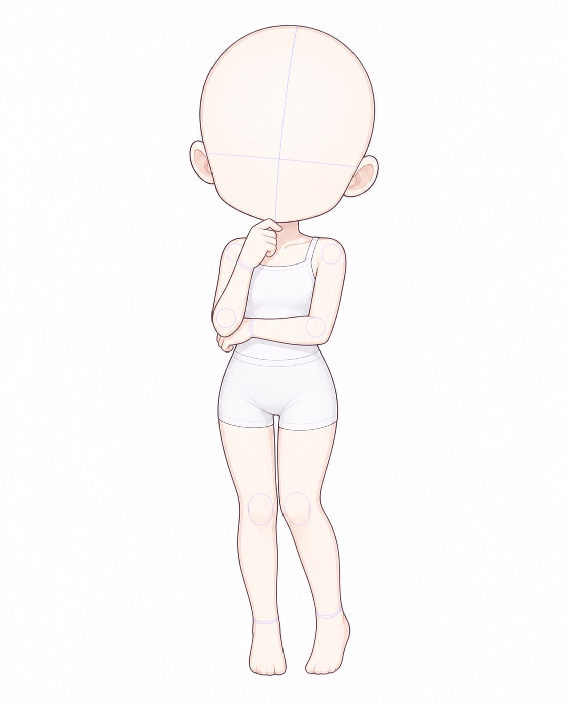 Gacha art base - thinking arms folded thinking gacha base pose with folded arm gesture | Sky Rye Design thinking gacha base pose with folded arm gesture