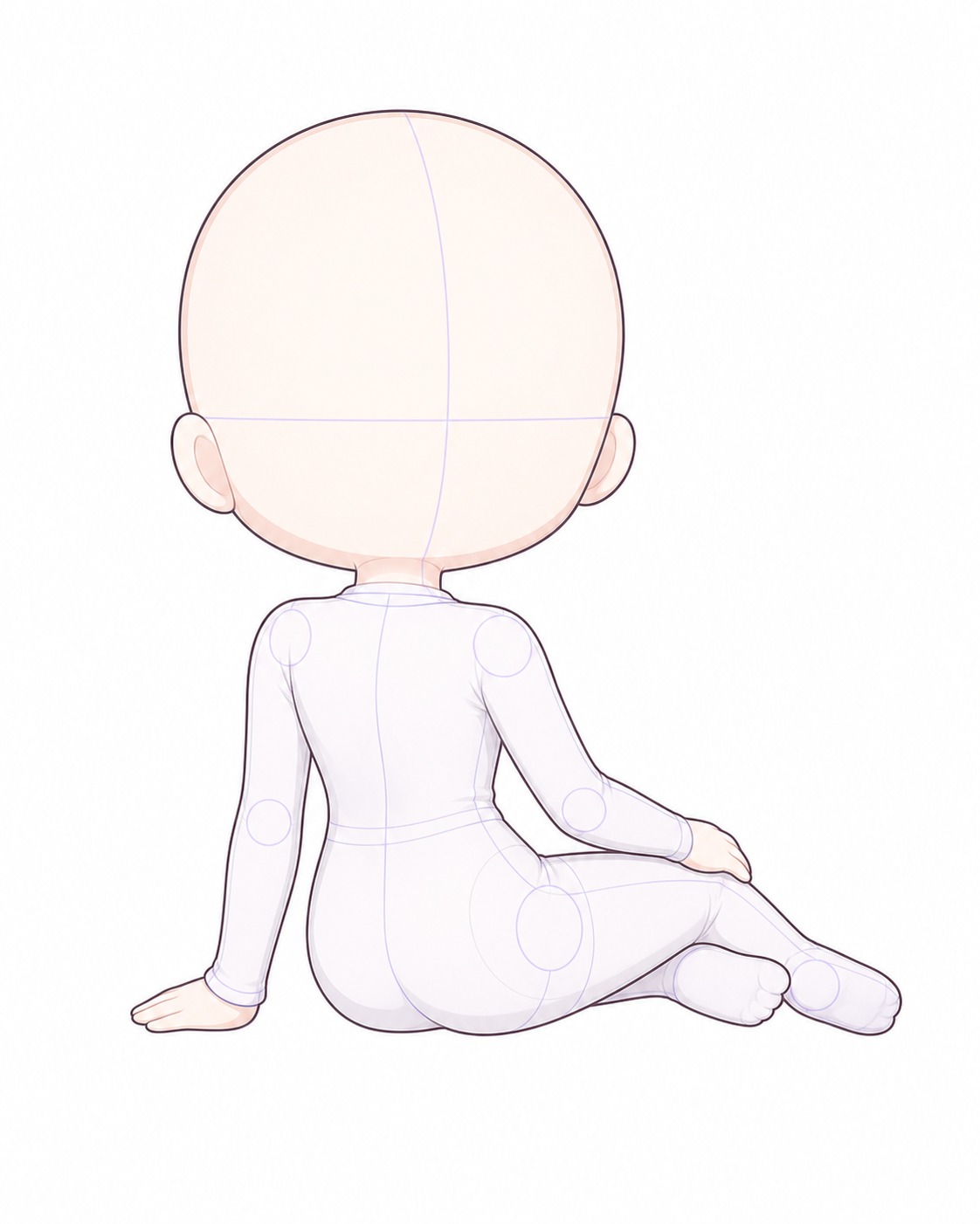 Gacha art base - sitting back view back view seated gacha art base for outfit references | Sky Rye Design back view seated gacha art base for outfit references