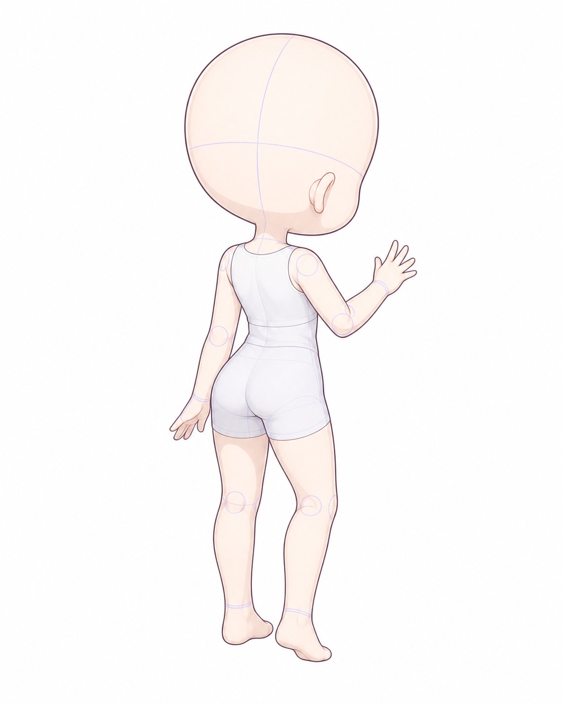 Gacha art base - over shoulder back over-the-shoulder gacha art base in three-quarter back view | Sky Rye Design over-the-shoulder gacha art base in three-quarter back view