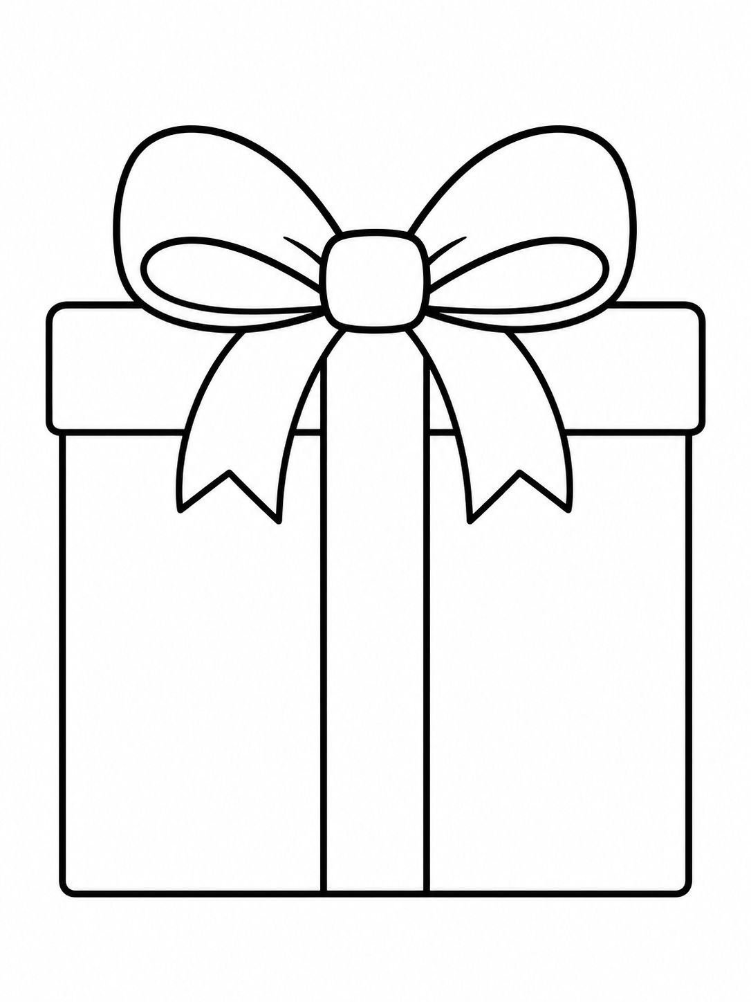 A square shape decorated like a present box coloring page Printable kids coloring page with a square shape decorated like a present box in bold black-and-white line art. | Sky Rye Design Printable kids coloring page with a square shape decorated like a present box in bold black-and-white line art.