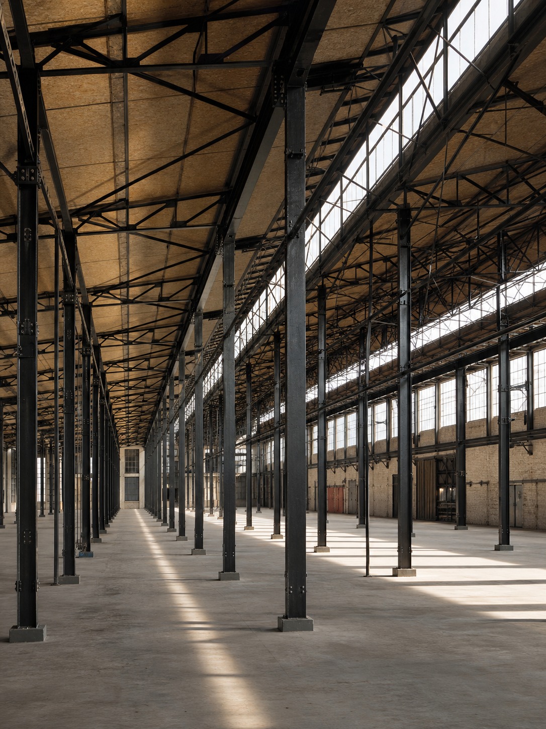 Structural steel rhythm exposed building interior structural steel rhythm exposed building interior | Sky Rye Design structural steel rhythm exposed building interior