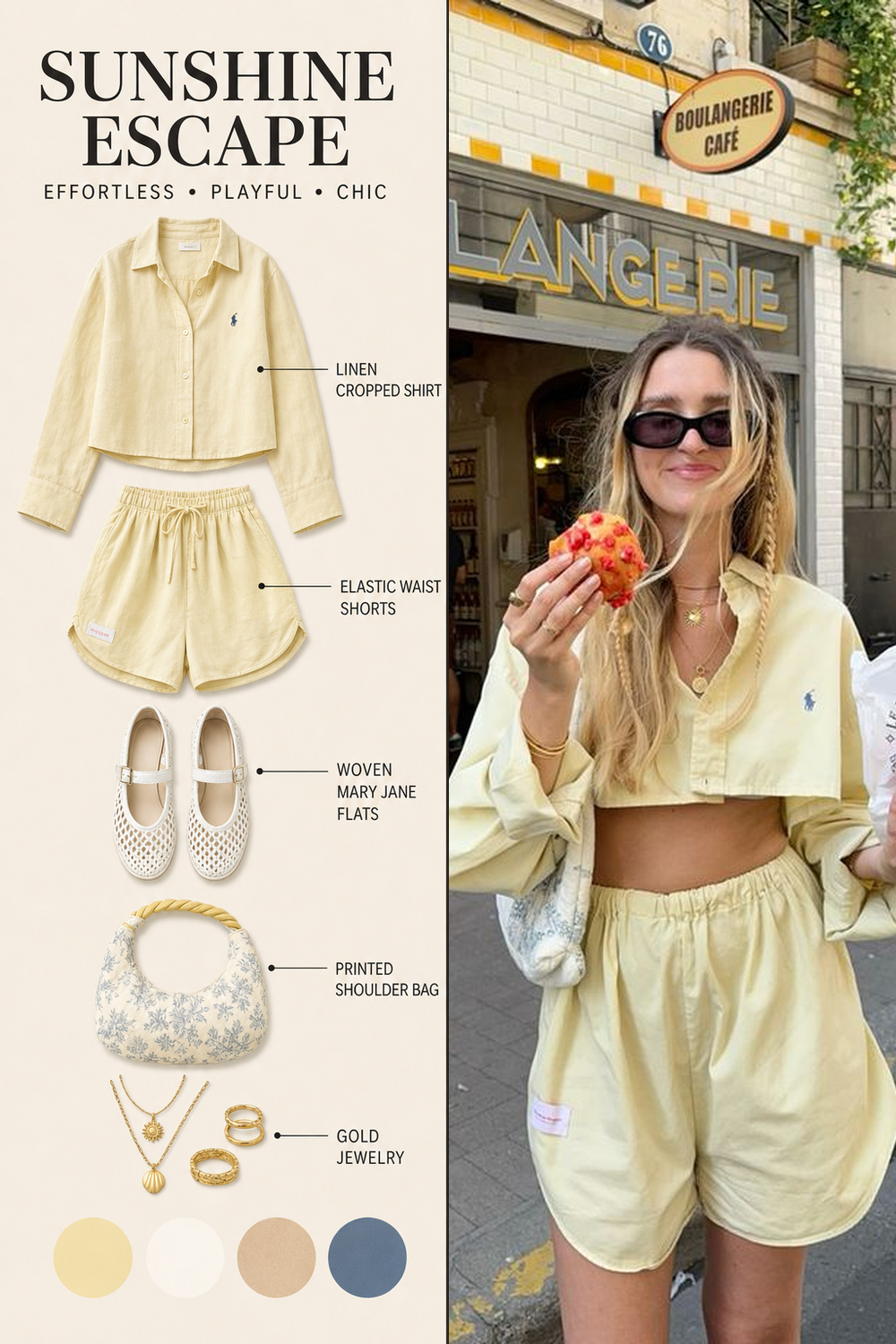 Summer Outfit Color Combination Infographic 09 Pale yellow bakery summer outfit infographic | Sky Rye Design Pale yellow bakery summer outfit infographic