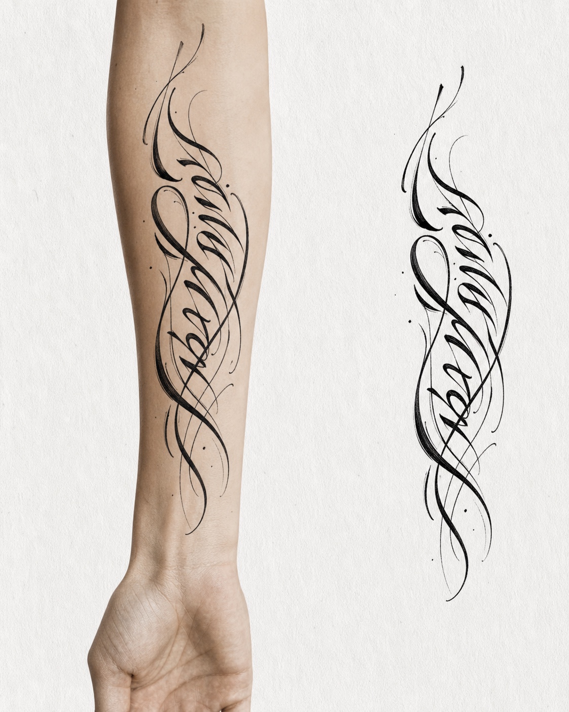 Script Quote or Lettering tattoo idea for men