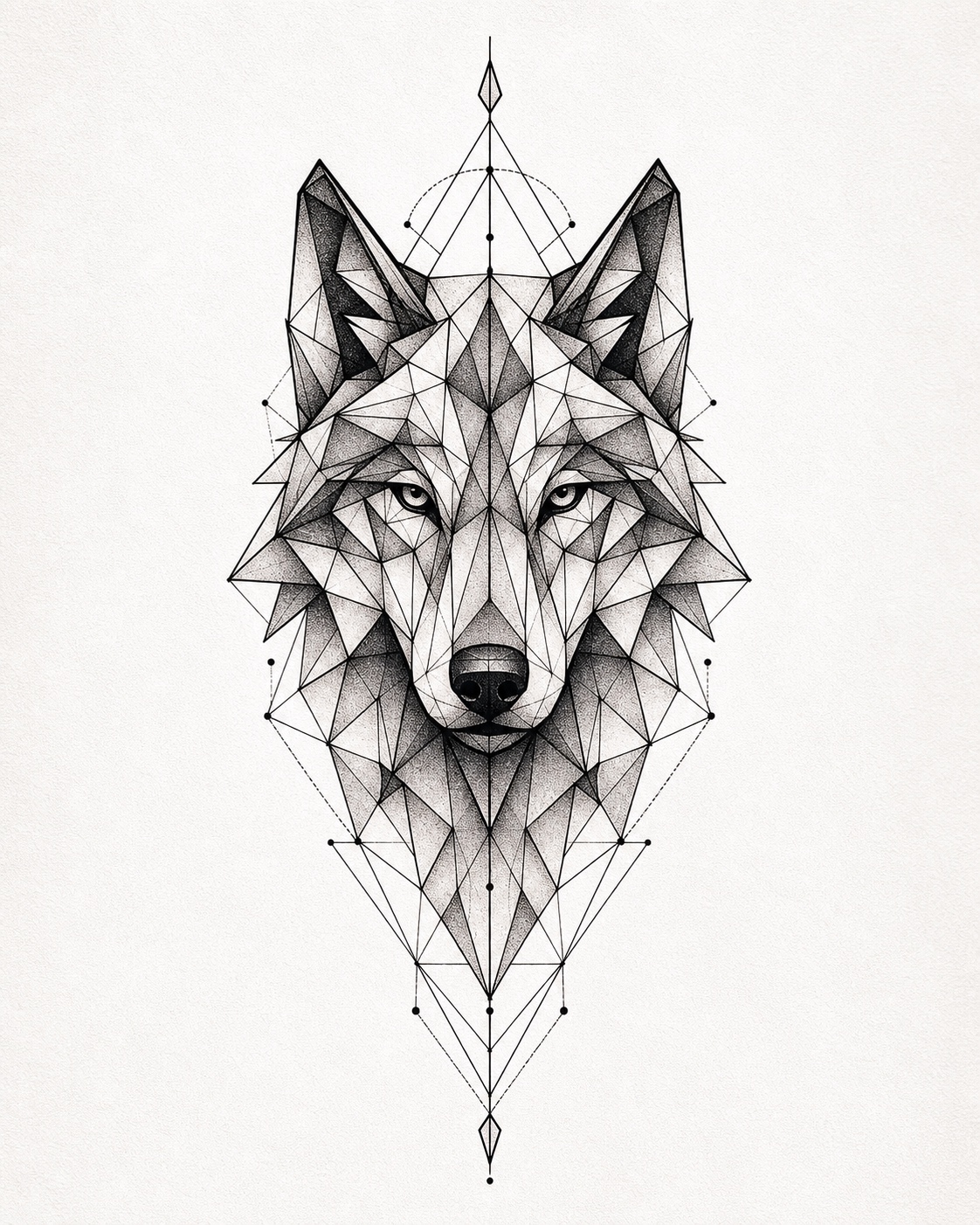 Geometric Wolf Portrait tattoo idea for men