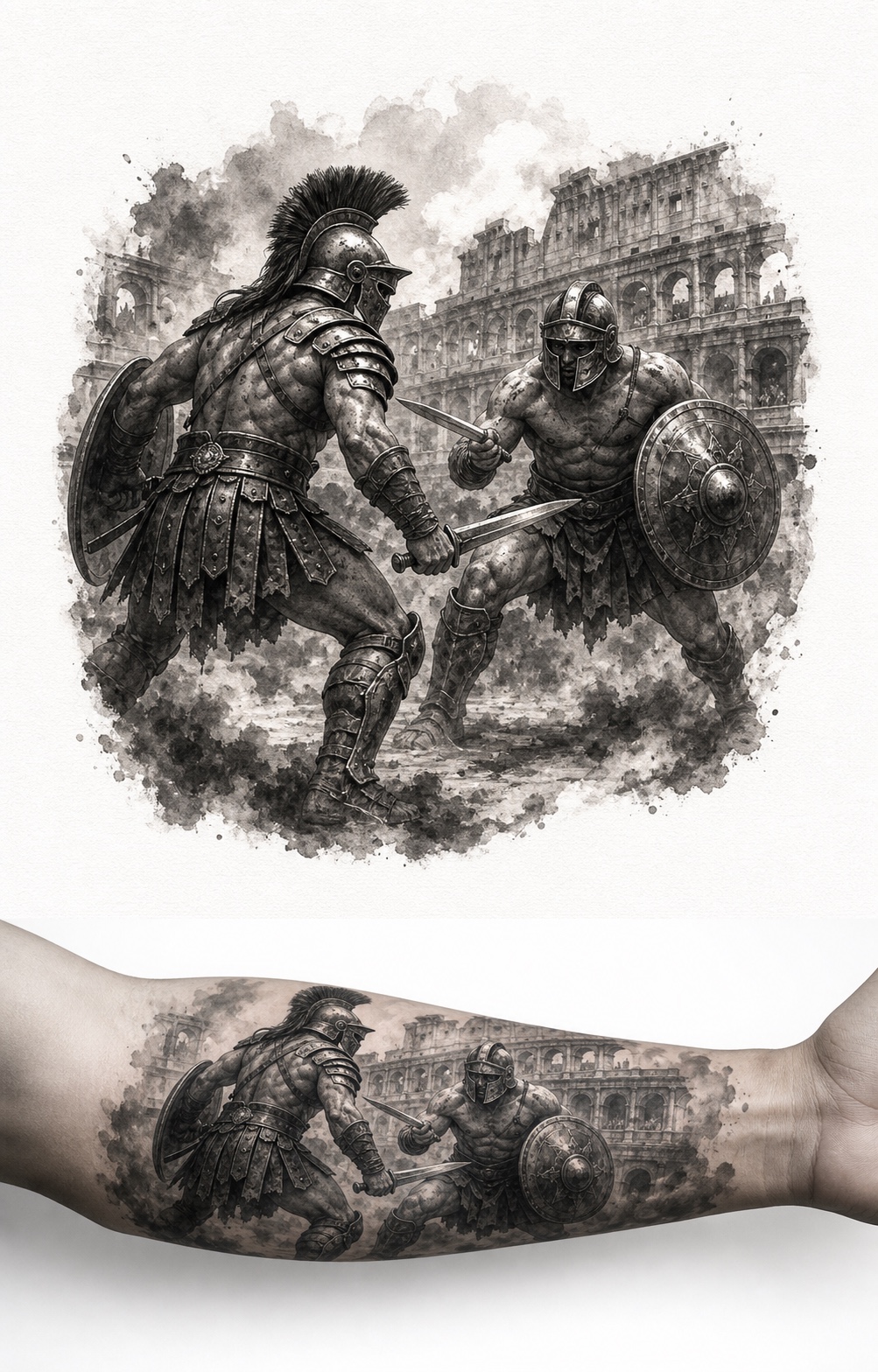 Roman Gladiator Battle Scene tattoo idea for men