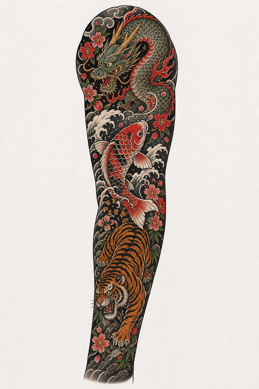 Japanese Traditional Full Sleeve tattoo idea for men