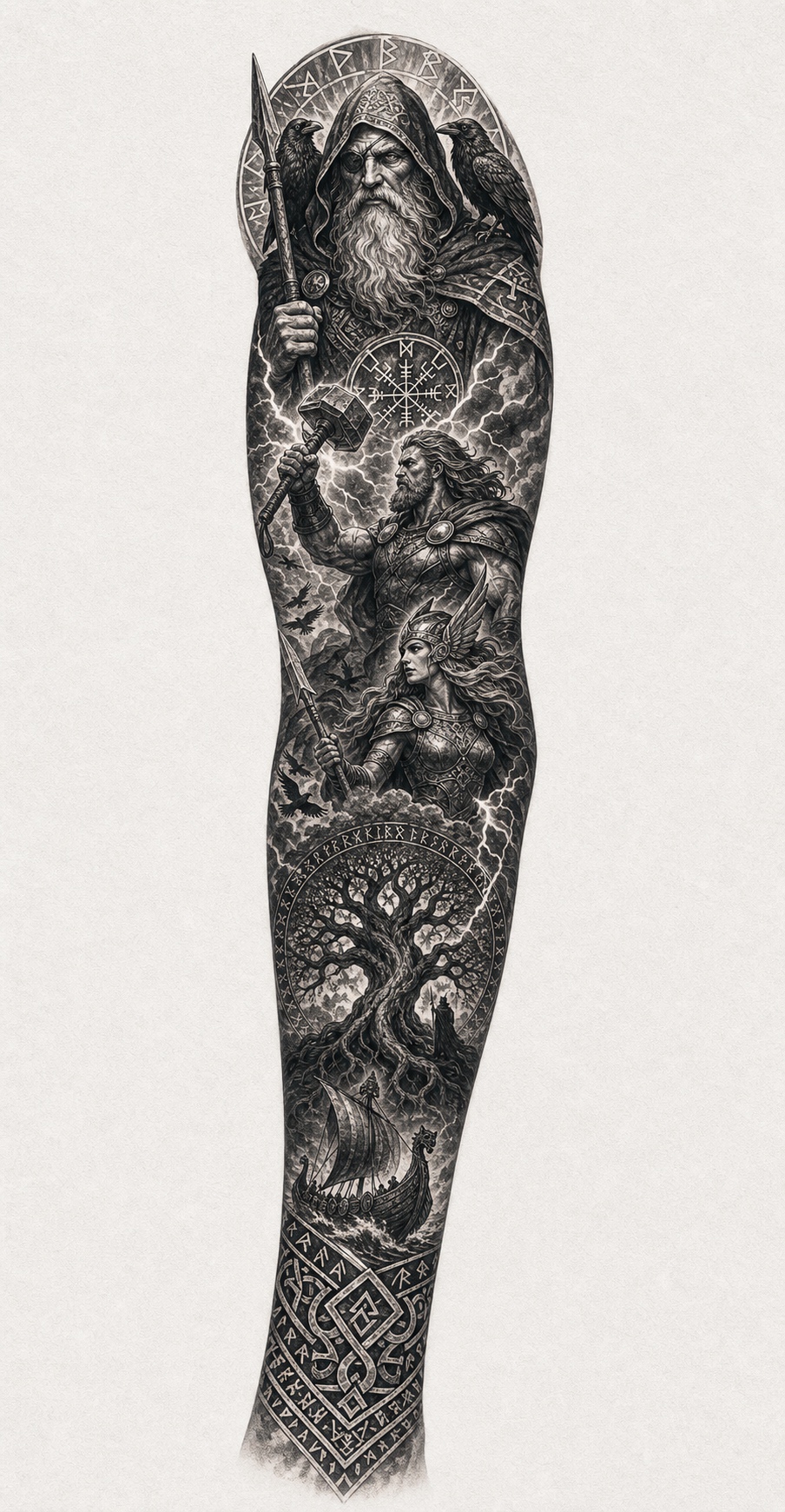 Norse Mythology Sleeve tattoo idea for men