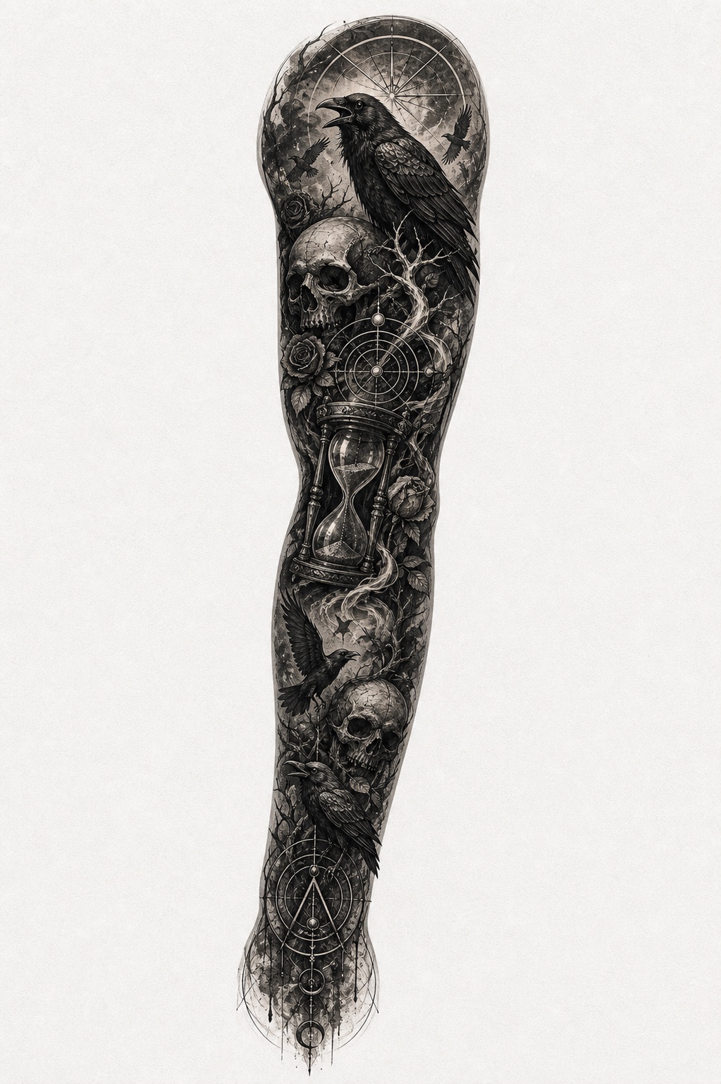 Dark Art Sleeve tattoo idea for men