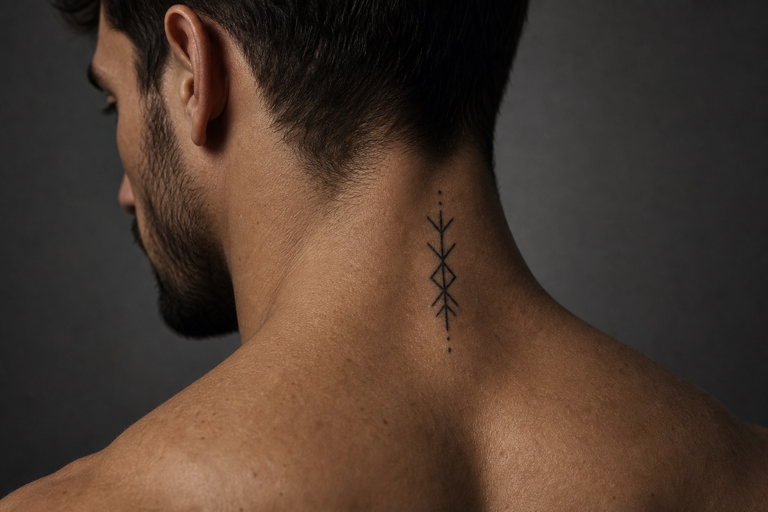 Minimal male runes or small symbols tattoo placement idea