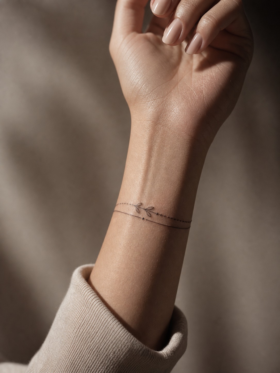 Minimal feminine wrist bracelet tattoo Minimal feminine bracelet tattoo wrapping softly around the wrist. | Sky Rye Design Minimal feminine bracelet tattoo wrapping softly around the wrist.