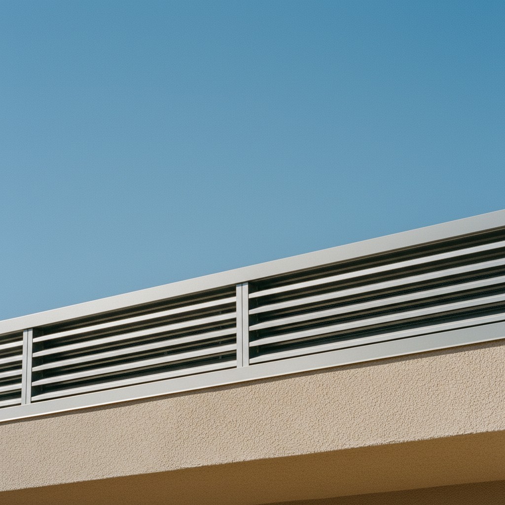 Attic Ventilation Louvers Flat Roofline Ventilated attic louvers integrated into flat roofline of desert home | Sky Rye Design Ventilated attic louvers integrated into flat roofline of desert home
