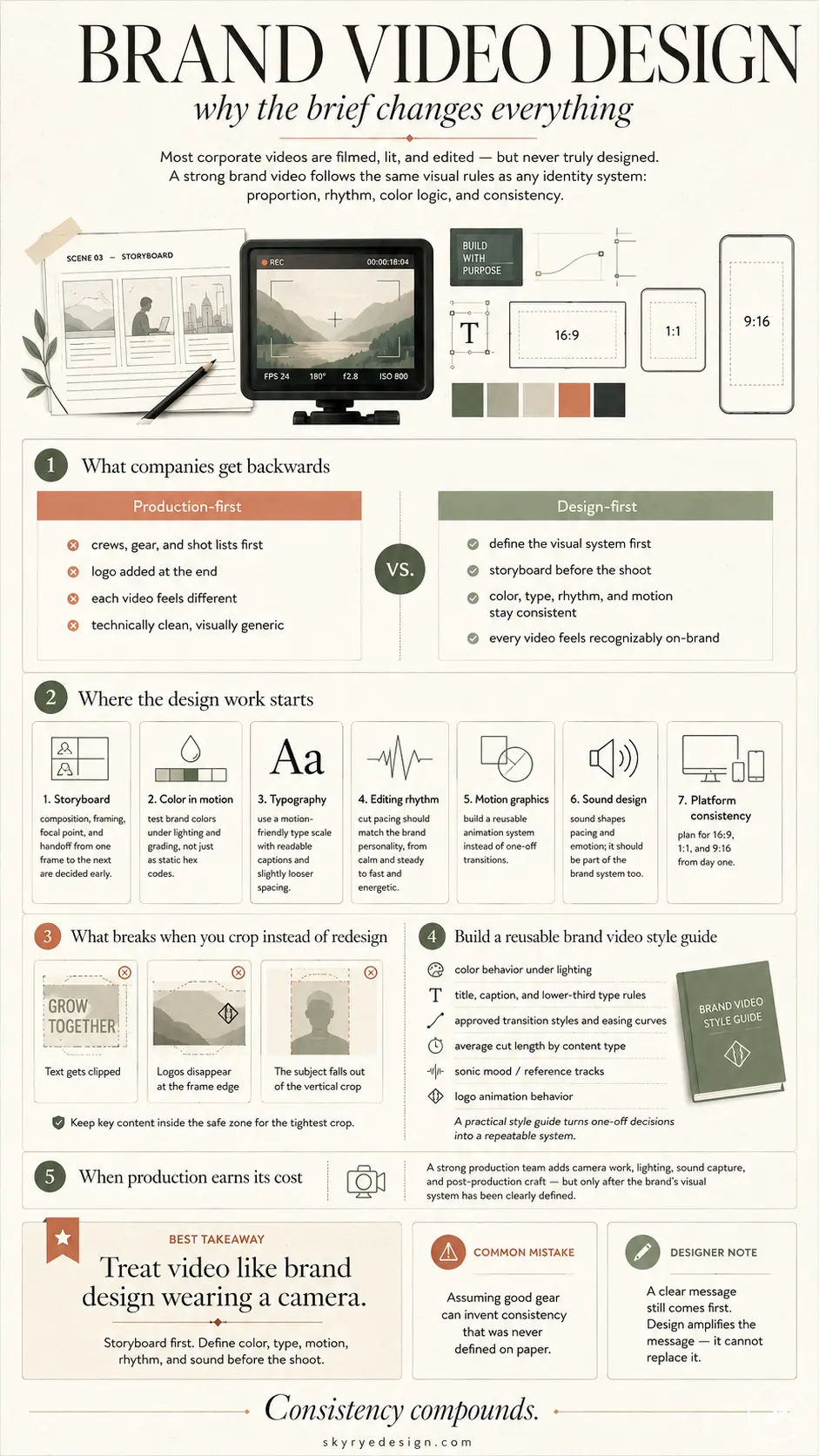 12101_31_58 Brand Video Design infographic: why the brief matters; storyboard, visual system, formats, tips for consistent brand videos | Sky Rye Design Brand Video Design infographic: why the brief matters; storyboard, visual system, formats, tips for consistent brand videos