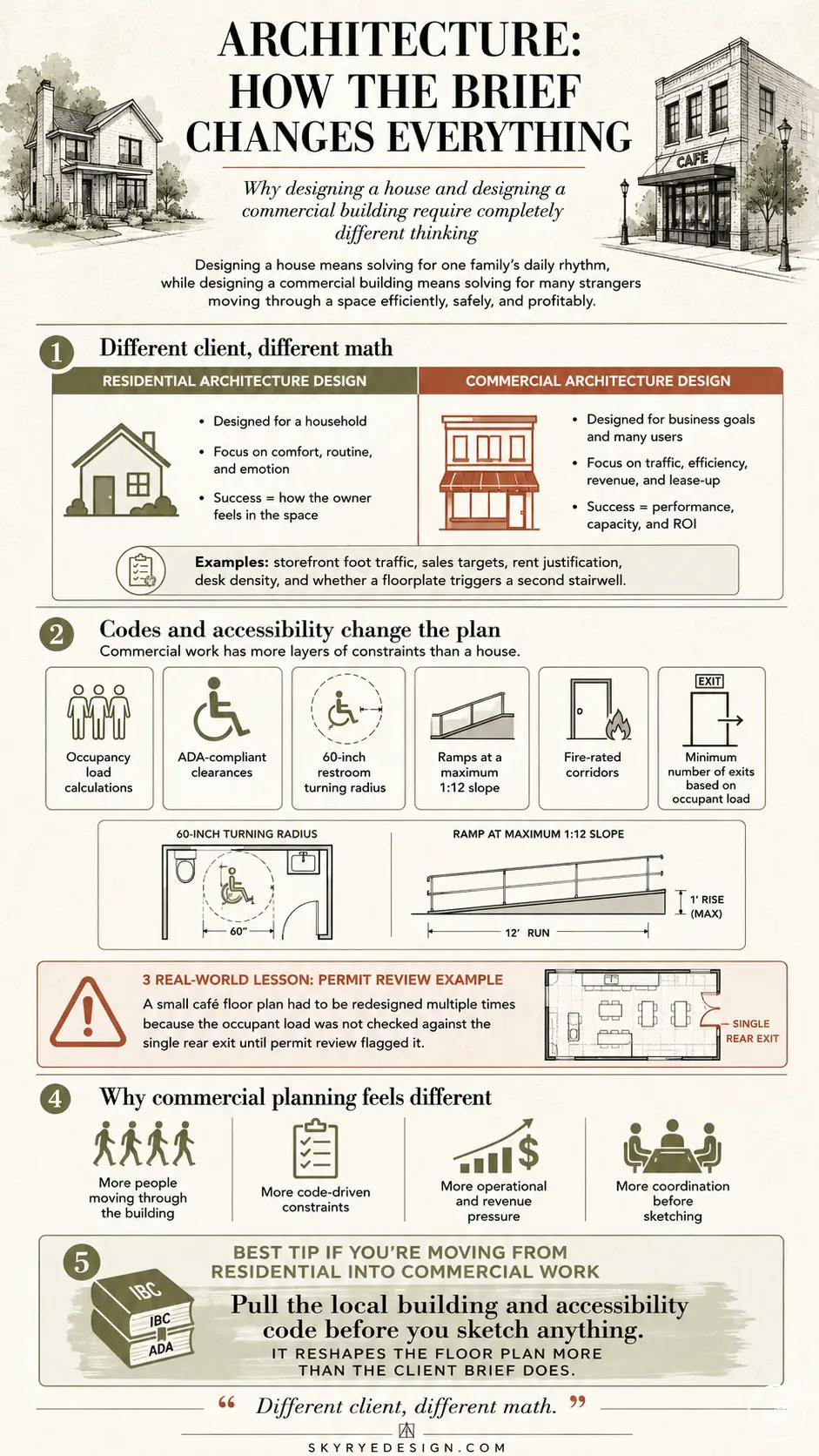 e86ae603-0e1a-4248-a222-1af9d76946f8 Architecture infographic: how briefs change everything — residential vs commercial design, codes, accessibility tips | Sky Rye Design Architecture infographic: how briefs change everything — residential vs commercial design, codes, accessibility tips
