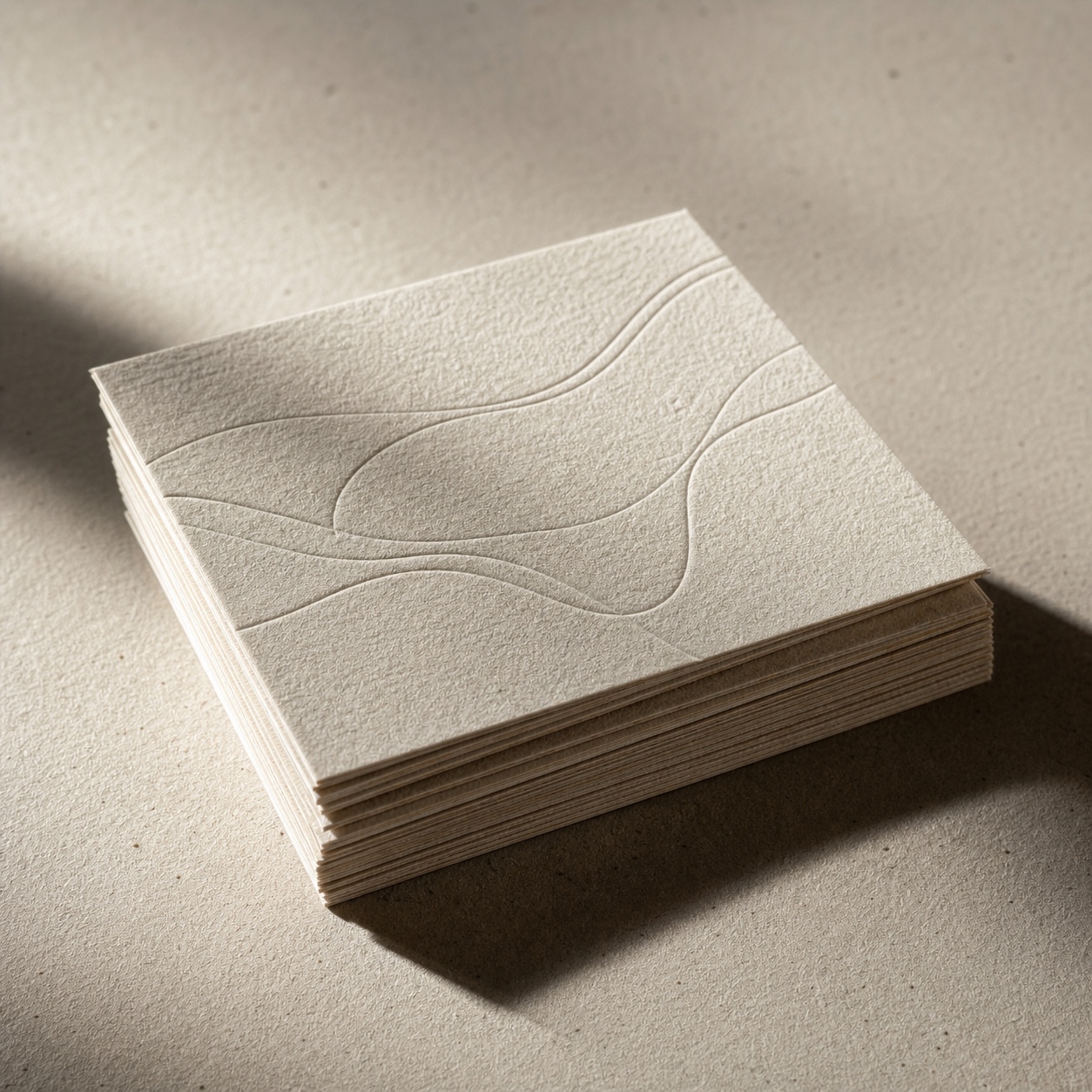Business card stack in raking light Textured cotton business cards in raking light showing crisp ink and paper fibers. | Sky Rye Design Textured cotton business cards in raking light showing crisp ink and paper fibers.