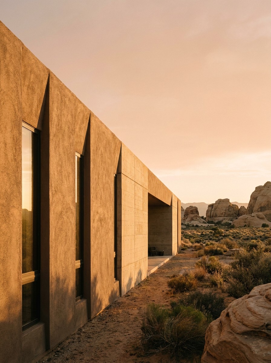 East West Massing Hot Climate House Energy efficient home design featuring east-west orientation and minimal west glazing | Sky Rye Design Energy efficient home design featuring east-west orientation and minimal west glazing