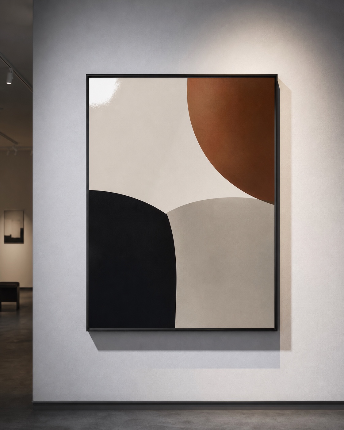Finished glossy poster on display Finished glossy poster displayed on a clean gallery wall under raking light. | Sky Rye Design Finished glossy poster displayed on a clean gallery wall under raking light.