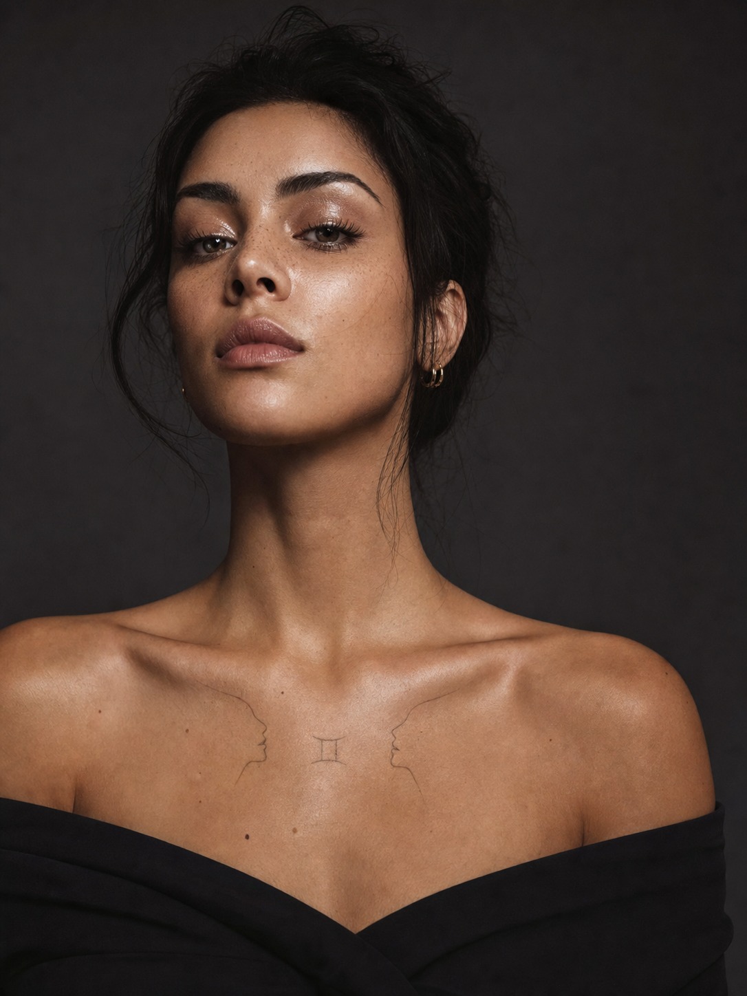 Gemini collarbone duality zodiac tattoo A mirrored Gemini duality glyph tattoo placed along the collarbone. | Sky Rye Design A mirrored Gemini duality glyph tattoo placed along the collarbone.