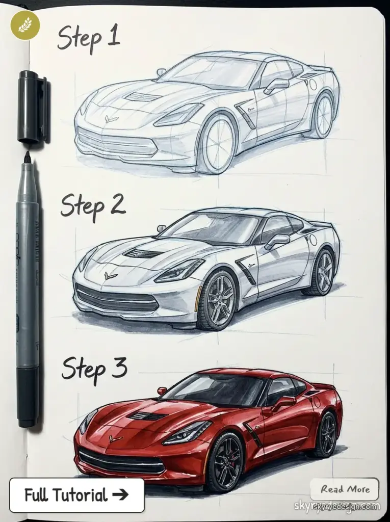 copic-tutorial-1783429298423 Step-by-step car drawing tutorial: pencil sketch to shaded rendering to full-color red sports car illustration with markers | Sky Rye Design Step-by-step car drawing tutorial: pencil sketch to shaded rendering to full-color red sports car illustration with markers