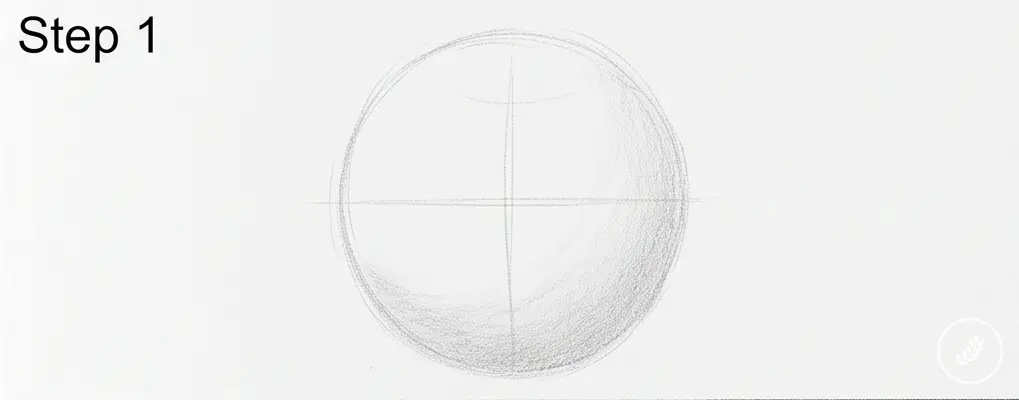 how-to-draw-an-apple-step-1 Step 1 how to draw: pencil circle with cross guidelines for beginner sketch | Sky Rye Design Step 1 how to draw: pencil circle with cross guidelines for beginner sketch