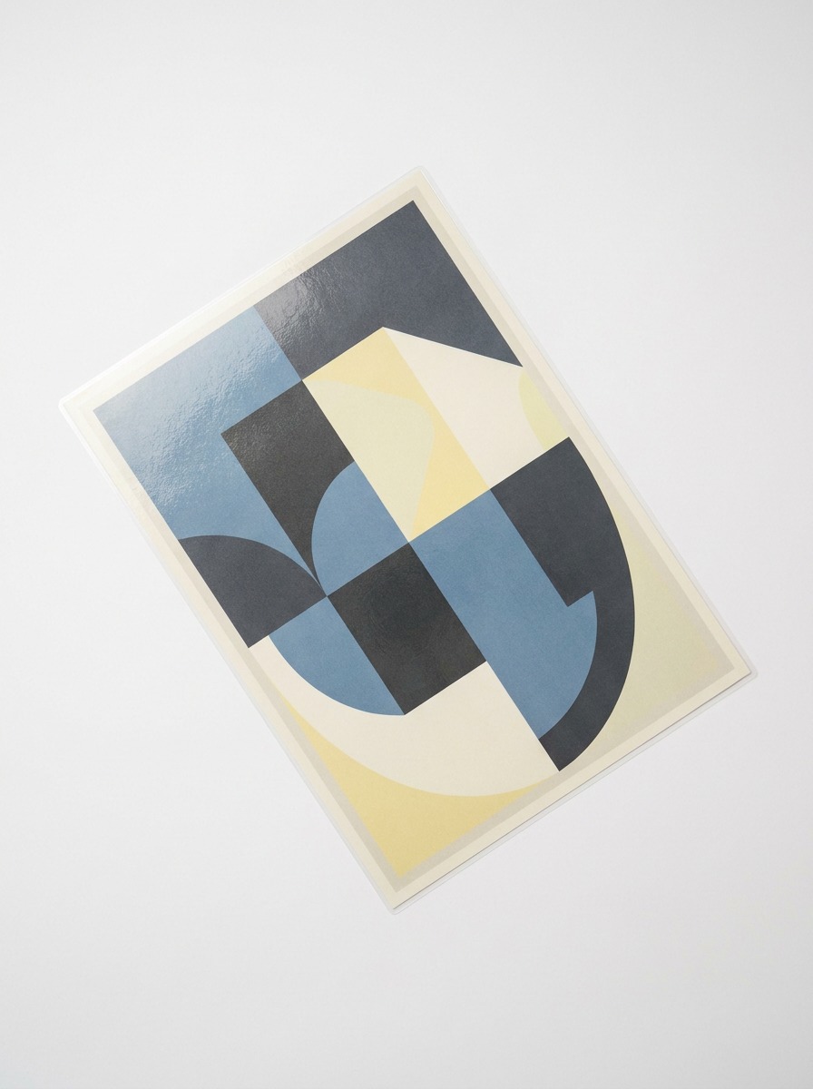 Indoor laminated gallery poster print A vivid laminated indoor poster print catching soft studio light. | Sky Rye Design A vivid laminated indoor poster print catching soft studio light.