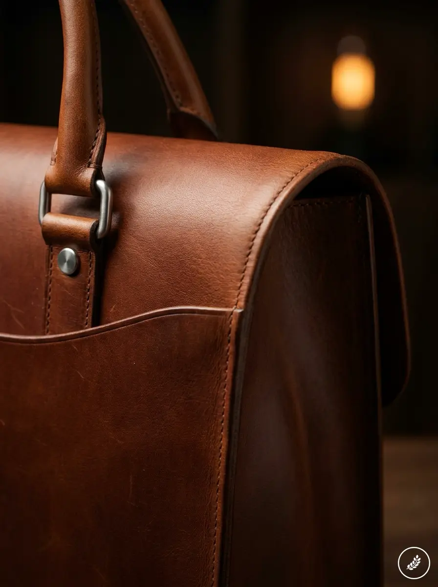 Leather_briefcase_construction_d_202607250128 Luxury brown leather briefcase close-up with stitched details, metal hardware and top handle | Sky Rye Design Luxury brown leather briefcase close-up with stitched details, metal hardware and top handle