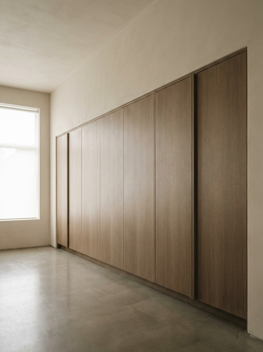 Full wall of flush pantry cabinetry with an integrated appliance garage zone