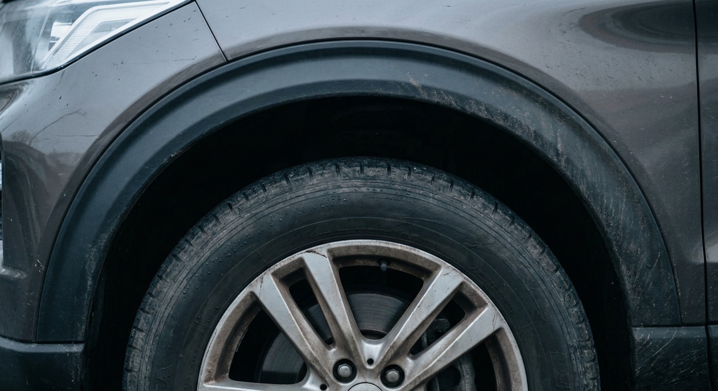 A close view of a patrol SUV wheel arch shows the gap between the tire and arch lip.