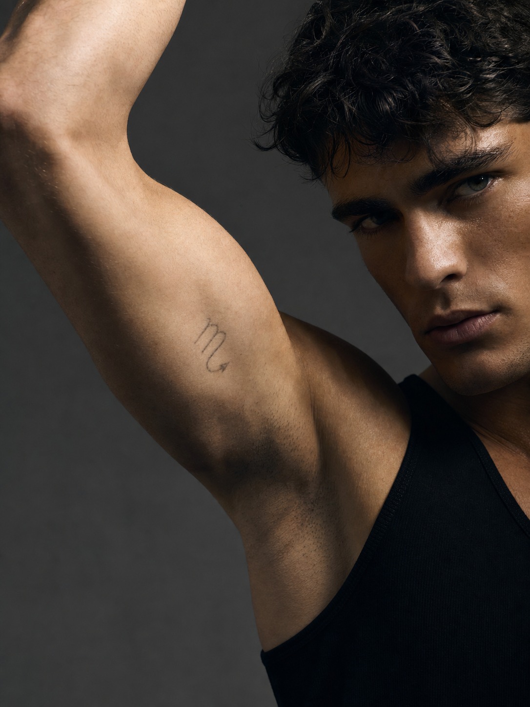 Scorpio inner arm arrow glyph tattoo A Scorpio glyph tattoo with a clear arrow-flick detail on the inner arm. | Sky Rye Design A Scorpio glyph tattoo with a clear arrow-flick detail on the inner arm.
