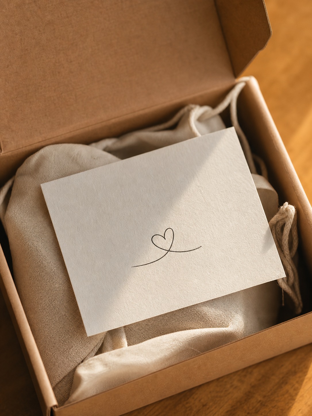 Thank-you card packaging insert A short thank-you card tucked inside product packaging in warm natural light. | Sky Rye Design A short thank-you card tucked inside product packaging in warm natural light.